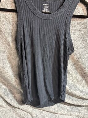Women's Ribbed Charcoal Tank Top - Lightweight Sleeveless Tee